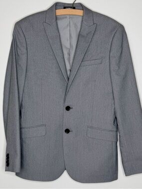 Express Gray Extra Slim Two-Button Men's Suit Coat